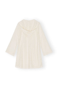 Robe courte à capuche et maille en dentelle - Egret