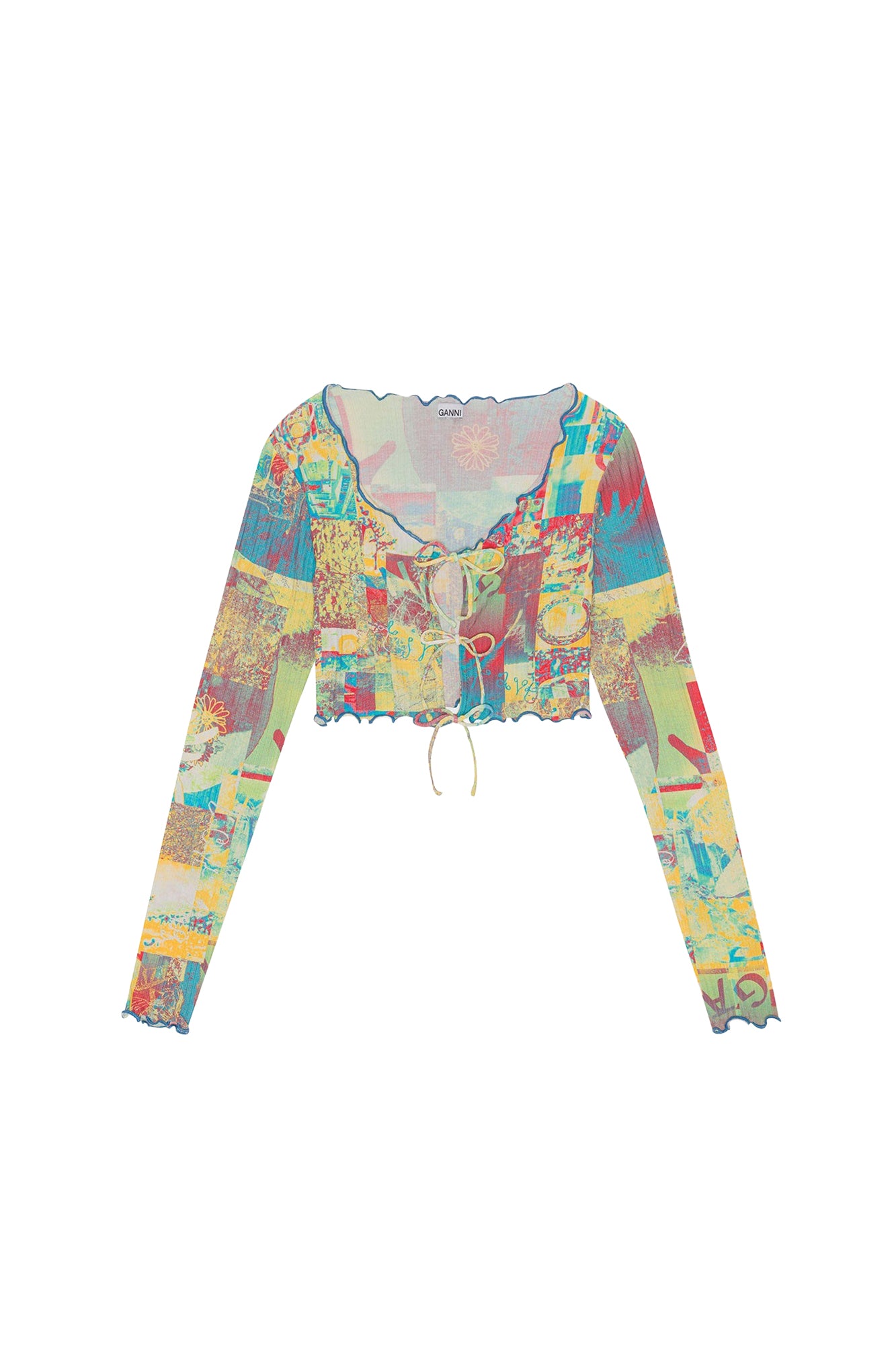 Printed ribbed short blouse - Multicolour