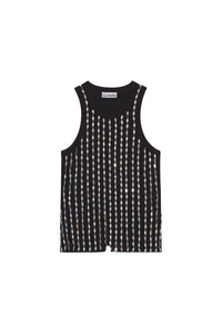 Top à perles côtelé - Black