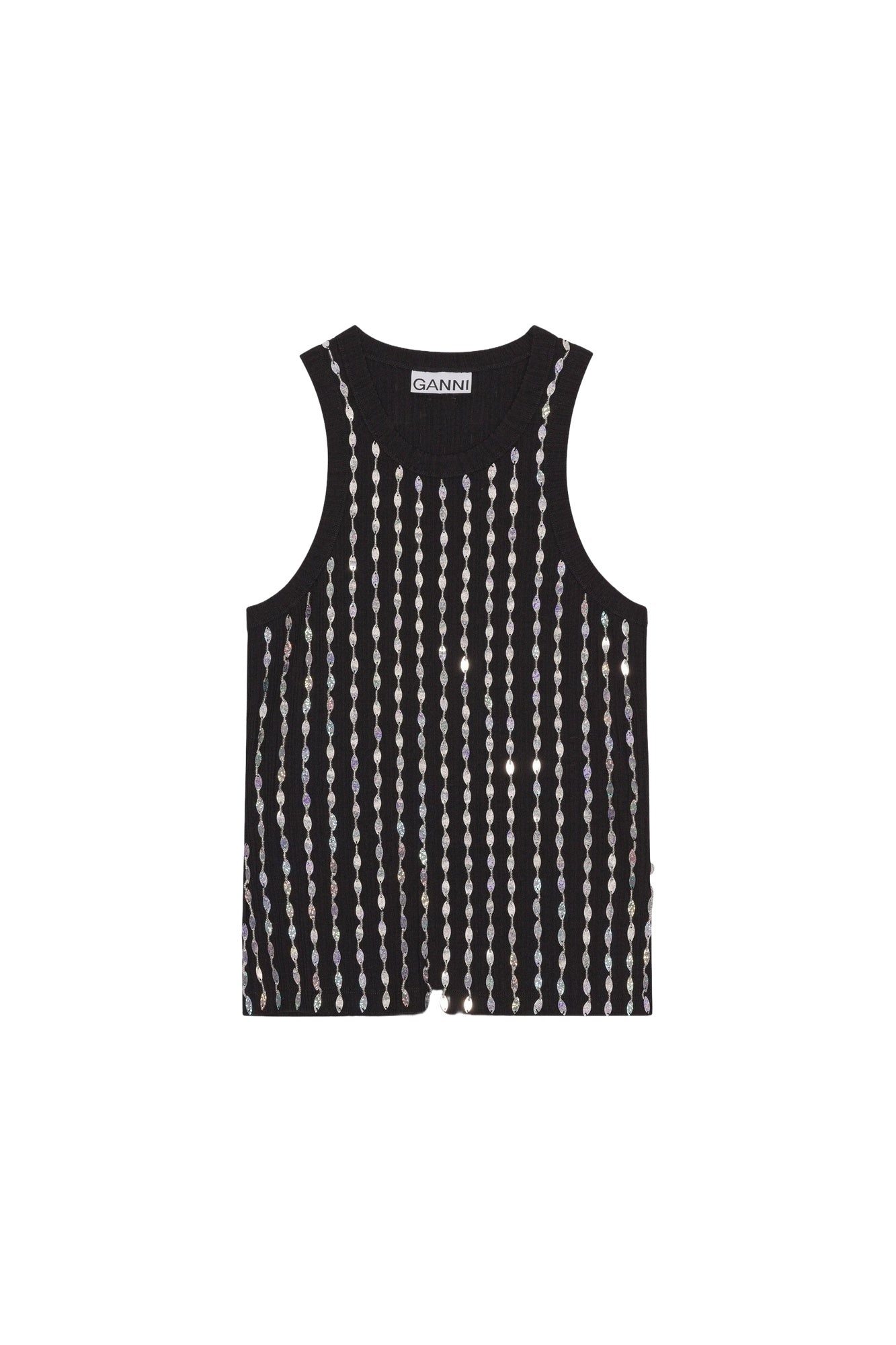 Top à perles côtelé - Black