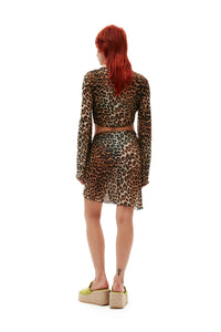 Jupe courte portefeuille à superposer en maille - Leopard