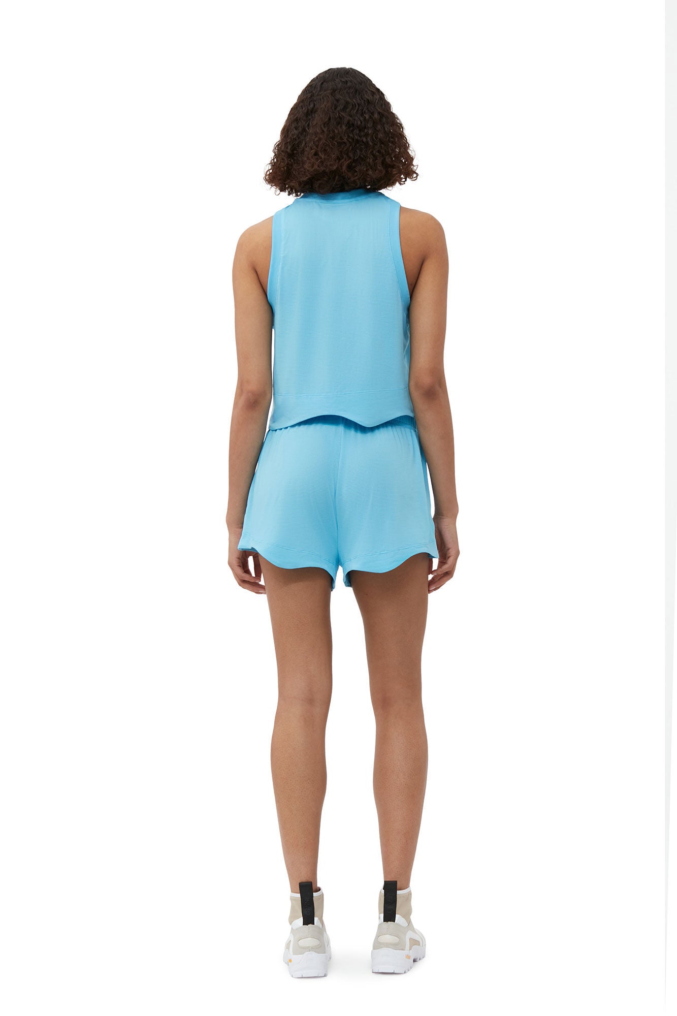 Short Active évasé en maille - Ethereal Blue