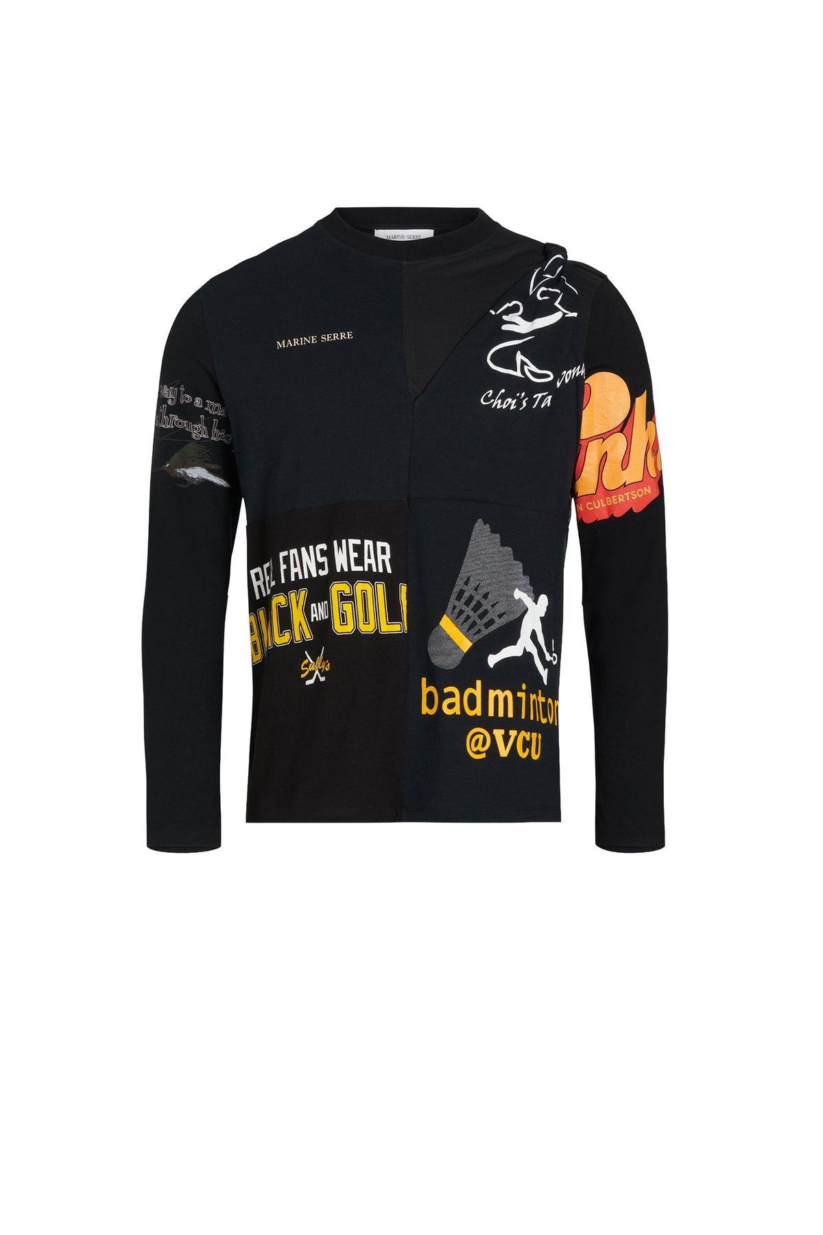 T-shirt graphique à manches longues Upcyclé - Black