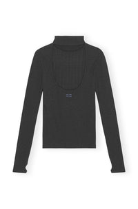 Pull à col roulé dos nu côtelé - Paloma Melange