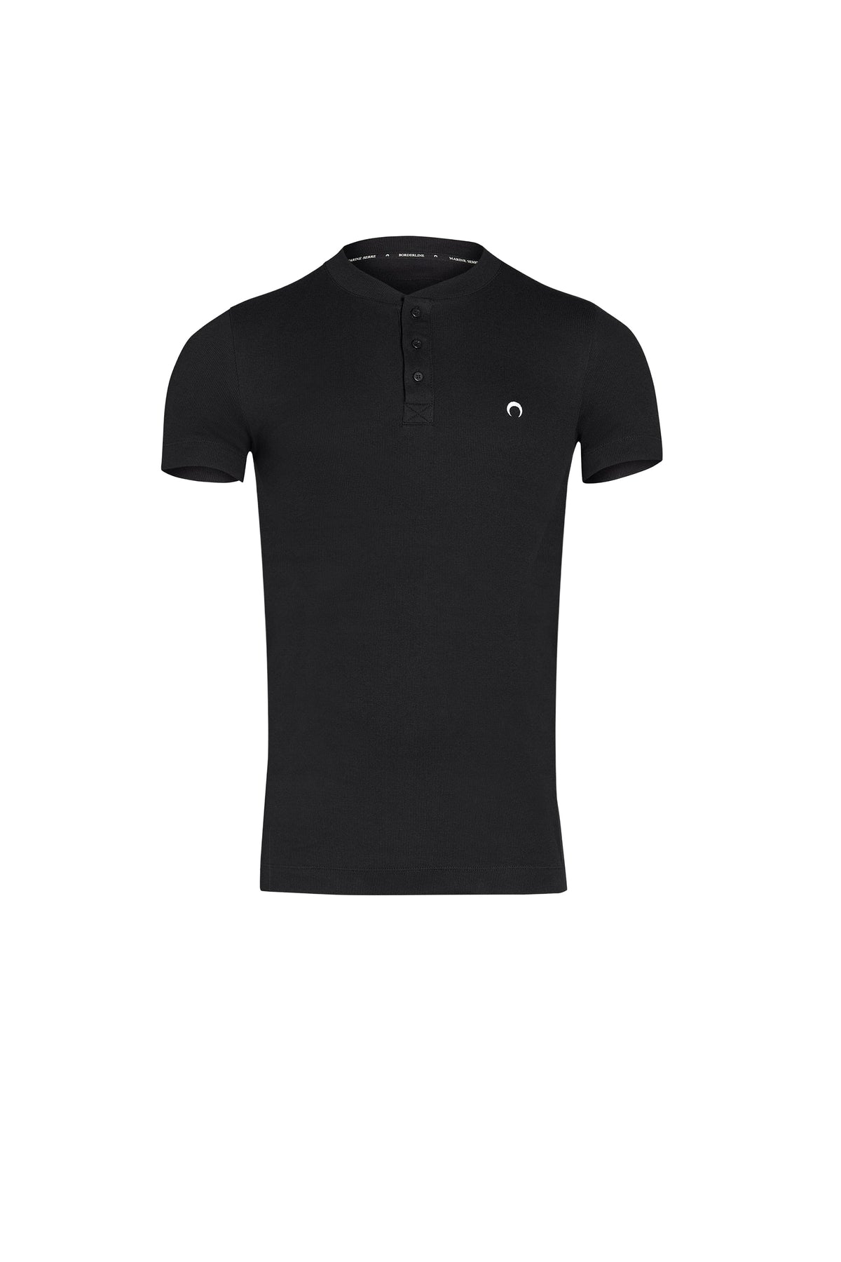 Chemise henley boutonnée en coton - Black