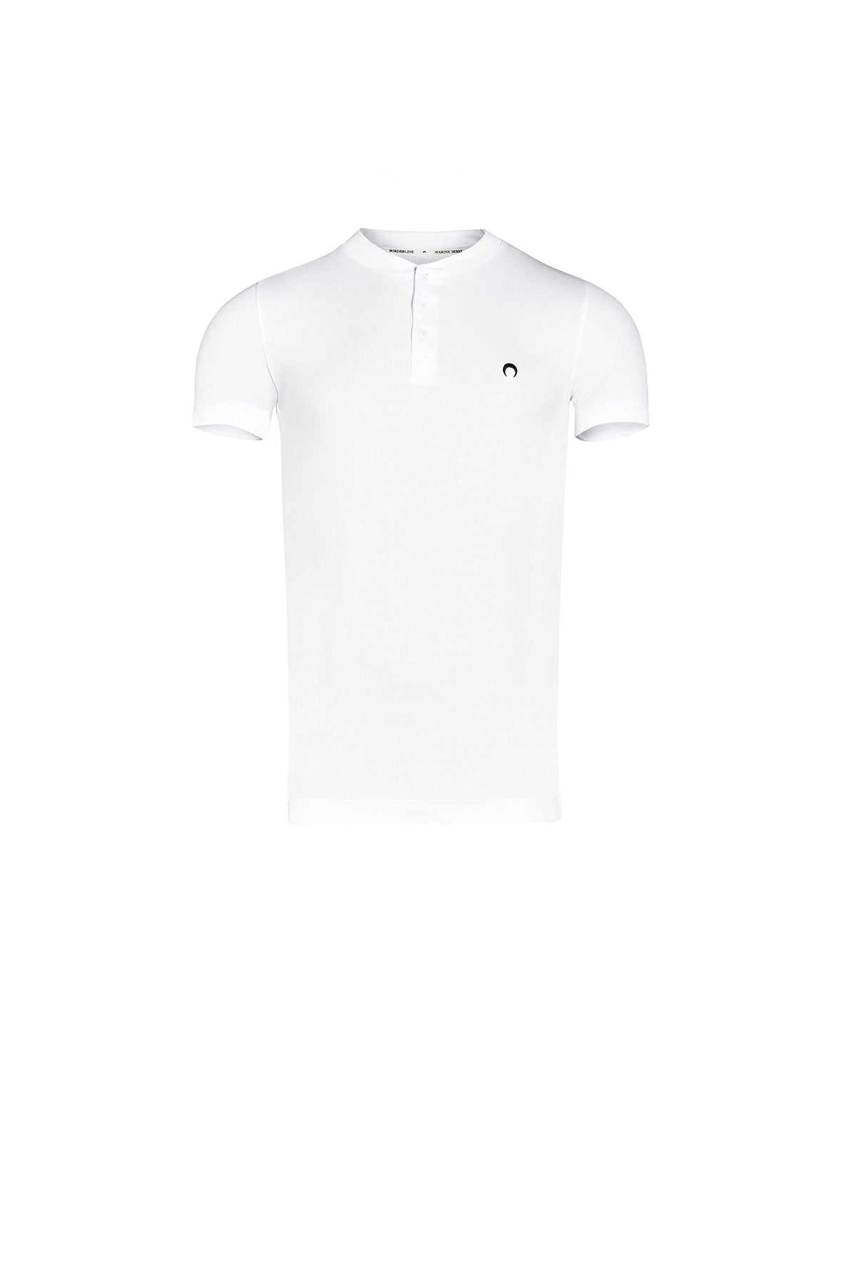 Chemise henley boutonnée en coton - White