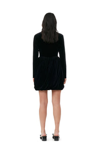 Robe courte drapée en velours - Black