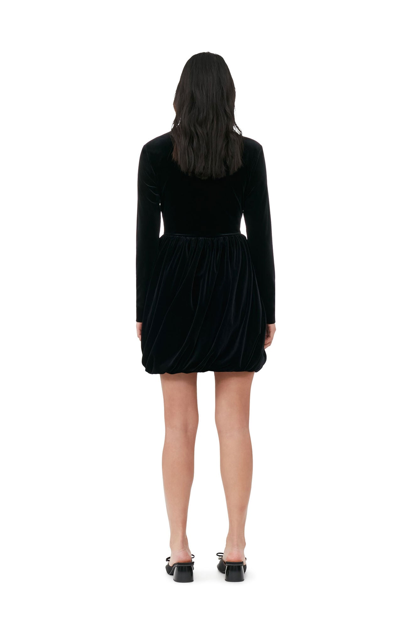 Robe courte drapée en velours - Black