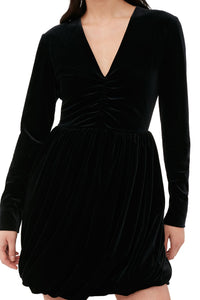 Robe courte drapée en velours - Black