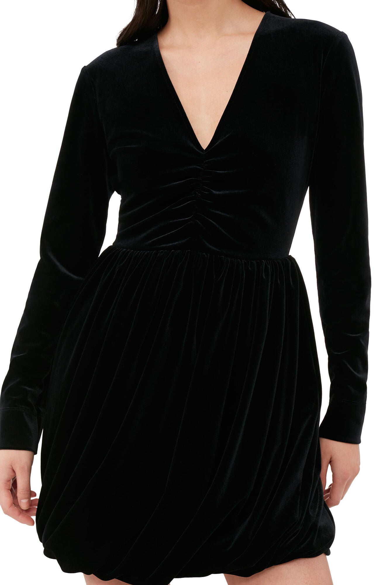 Robe courte drapée en velours - Black