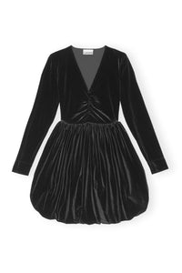 Robe courte drapée en velours - Black