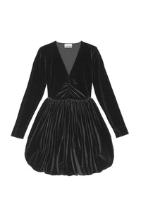 Robe courte drapée en velours - Black