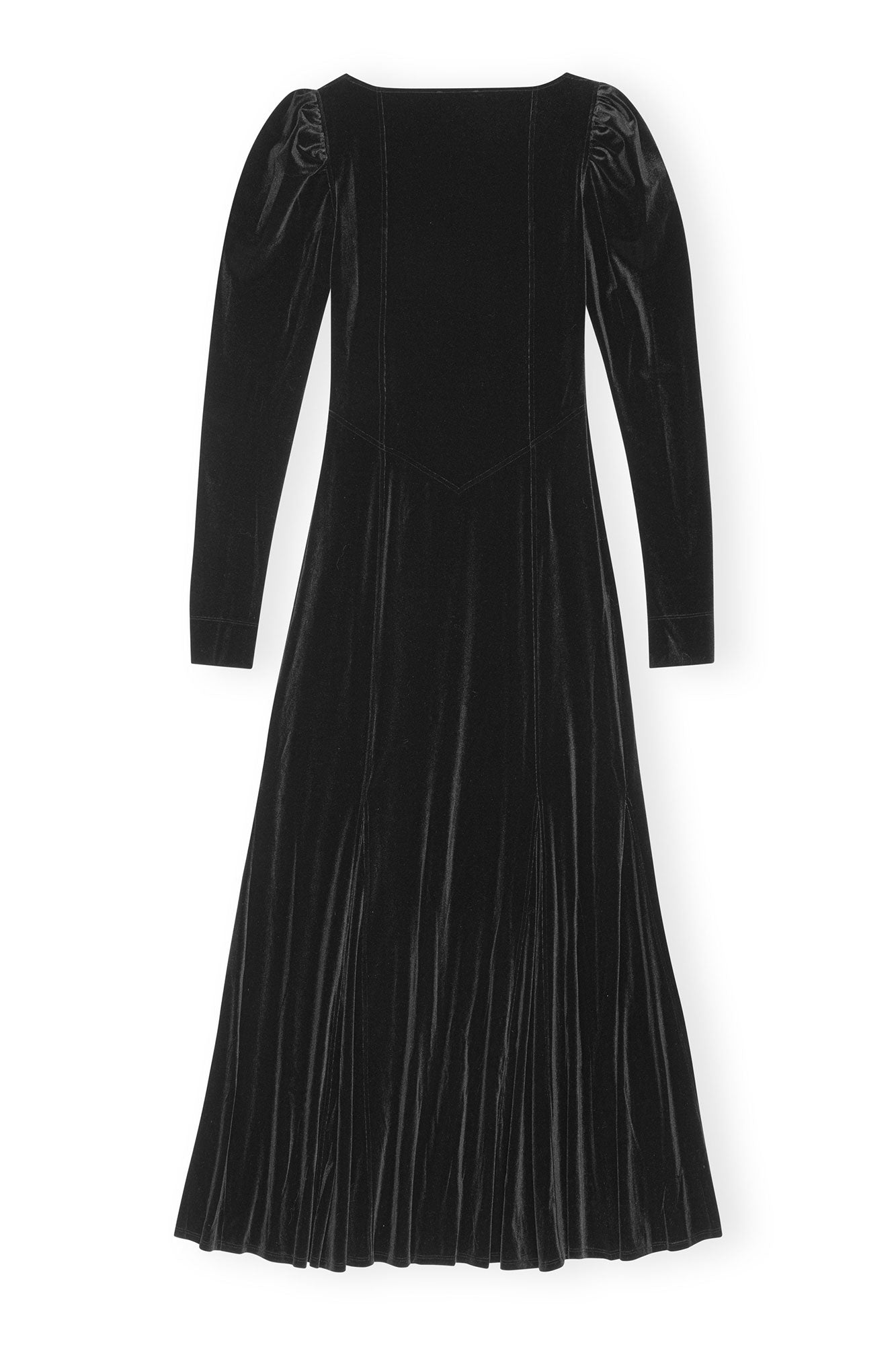Robe longue à manches bouffantes en velours - Black