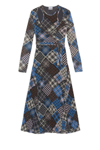 Printed mesh wrap dress - Silver Lake Blue