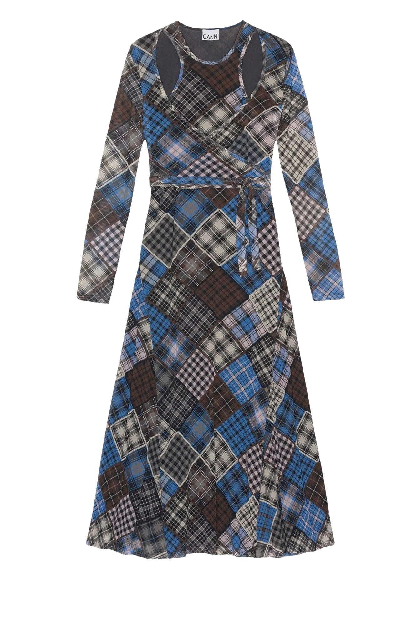 Printed mesh wrap dress - Silver Lake Blue