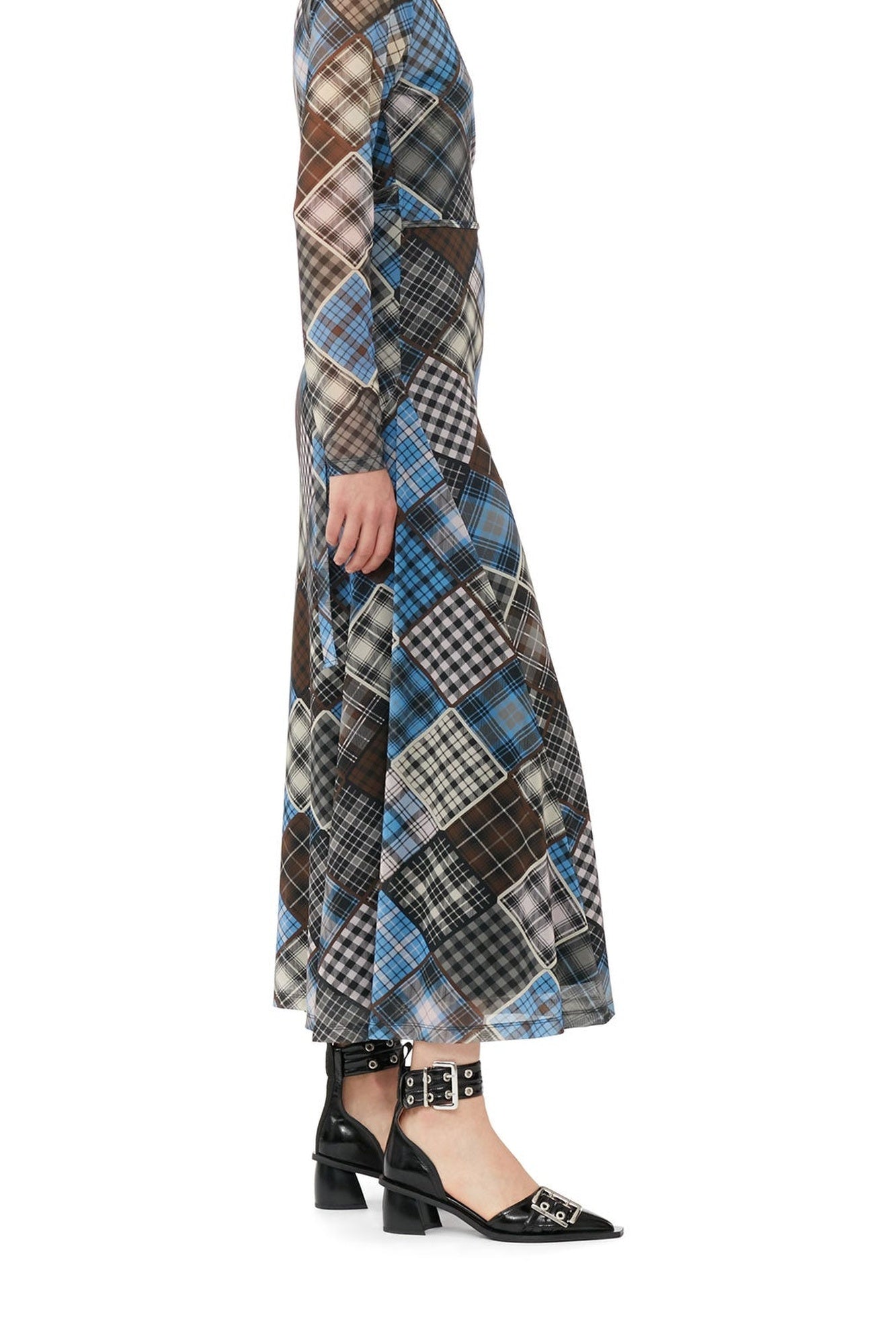 Printed mesh wrap dress - Silver Lake Blue