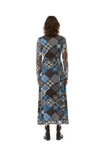 Printed mesh wrap dress - Silver Lake Blue