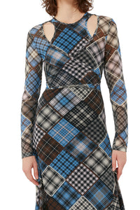 Printed mesh wrap dress - Silver Lake Blue