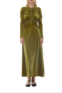 Robe longue en velours - Avocado