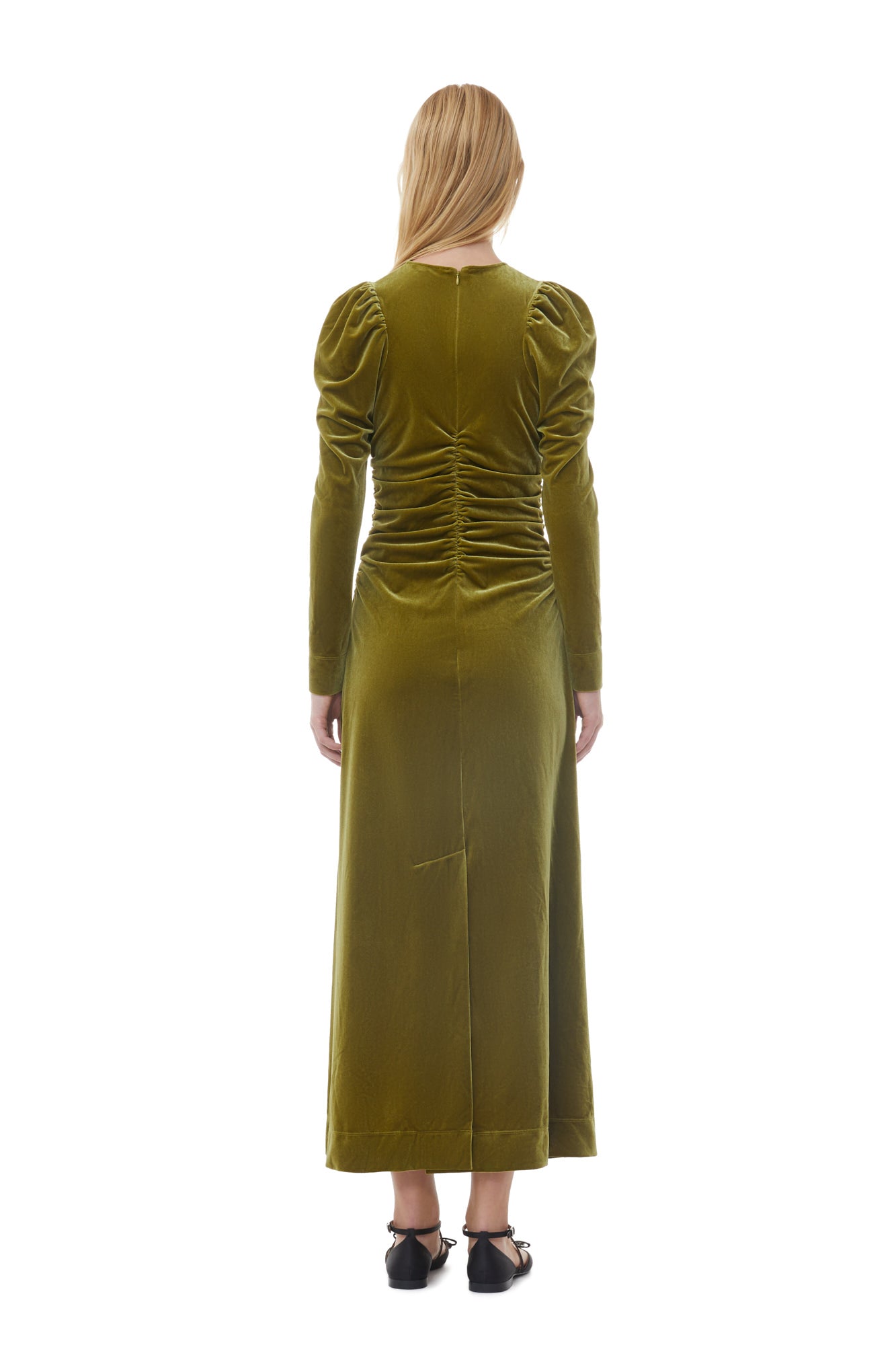 Robe longue en velours - Avocado