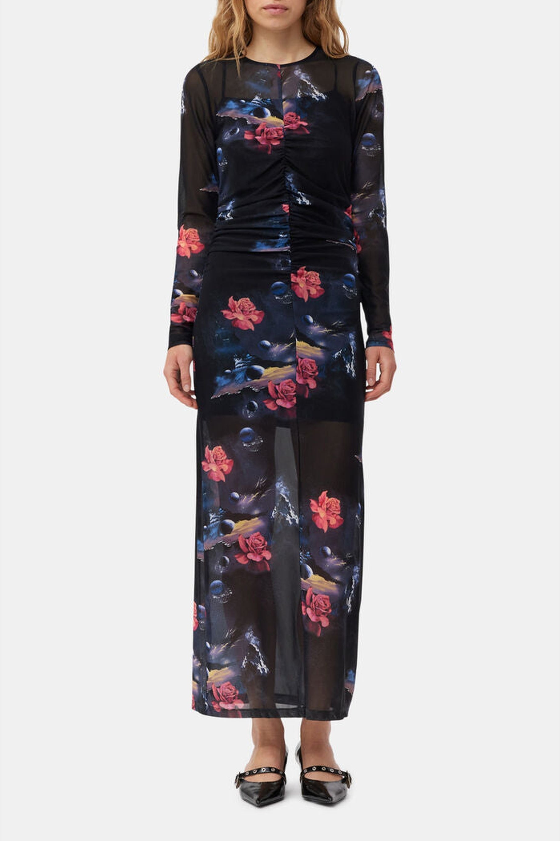 Robe longue à imprimé fleuri - Black