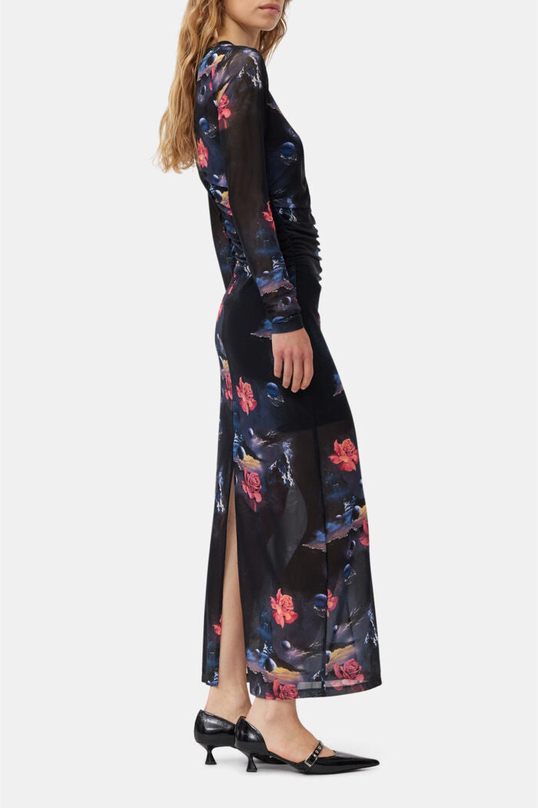 Robe longue à imprimé fleuri - Black