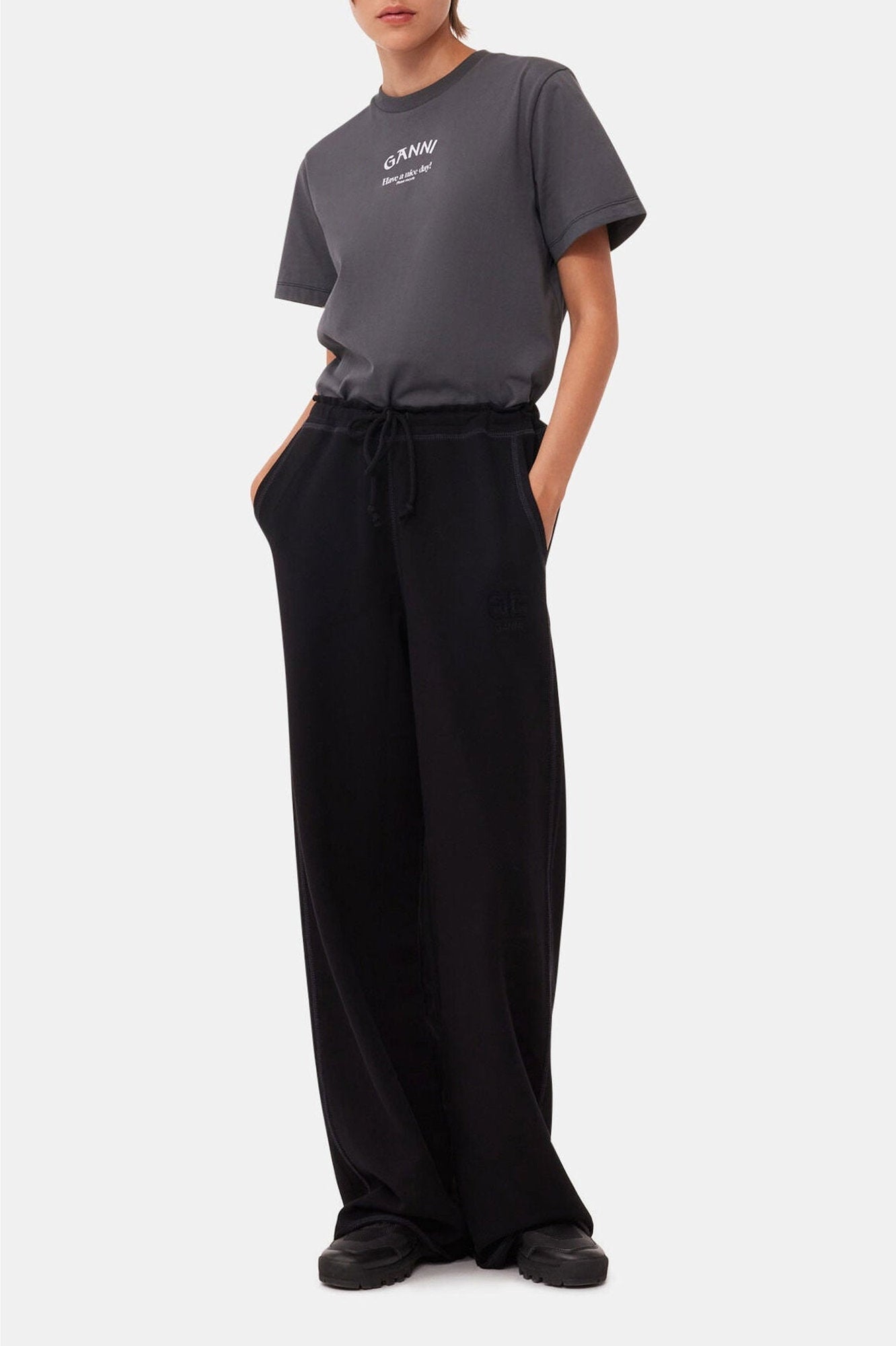 Pantalon ample à cordon de serrage - Black
