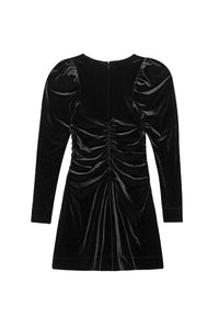 Robe courte froncée de velours - Black
