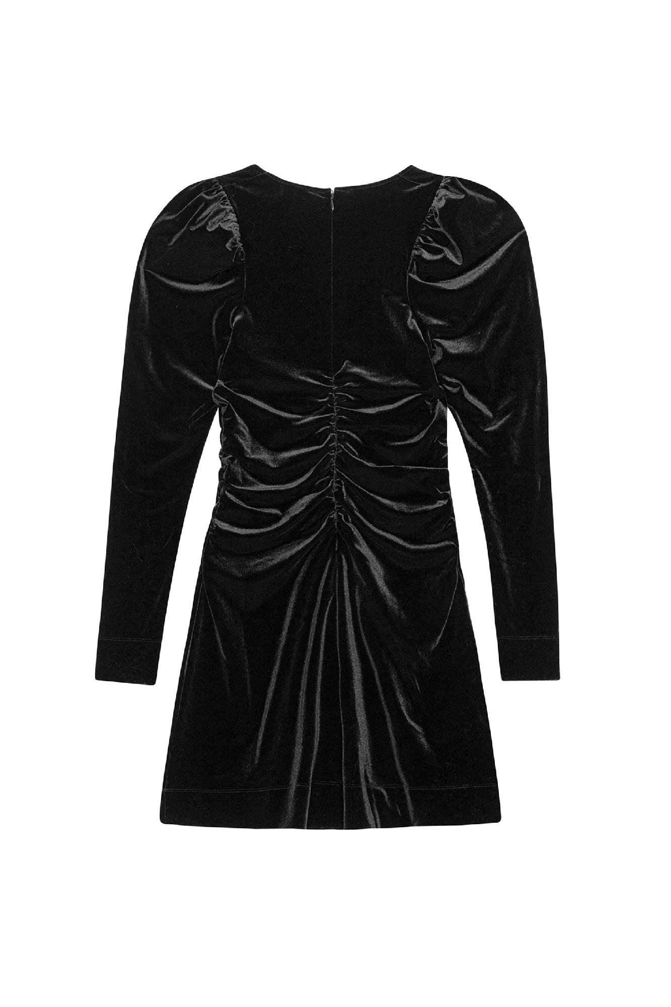 Robe courte froncée de velours - Black