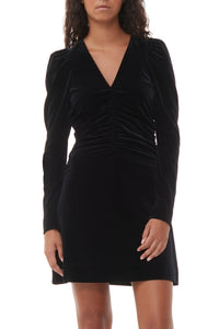 Robe courte froncée de velours - Black
