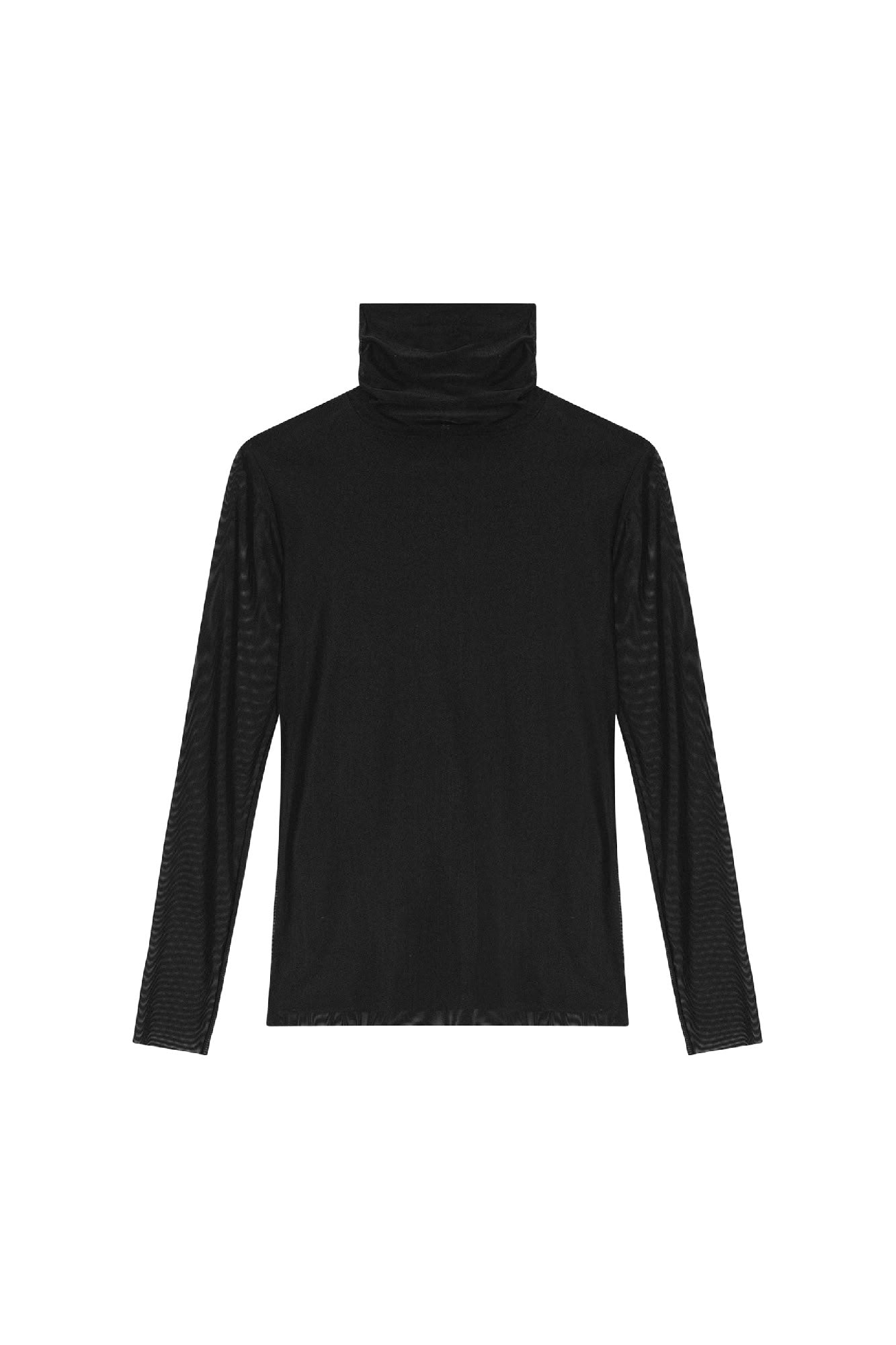 Top col roulé à manches longues en maille - Black