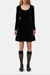 Robe courte torsadée en velours - Black