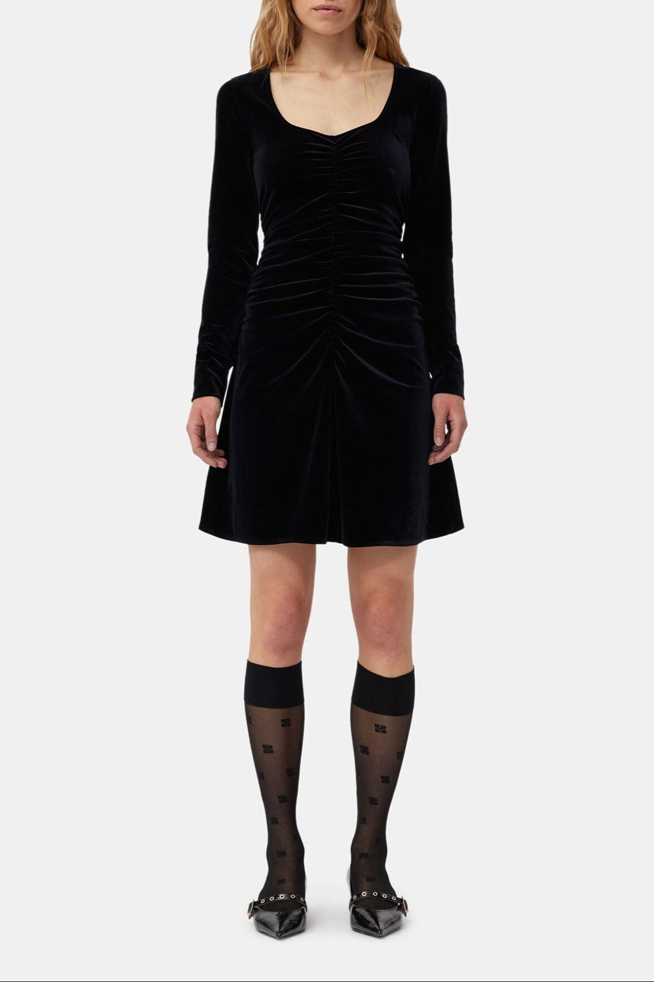 Robe courte torsadée en velours - Black