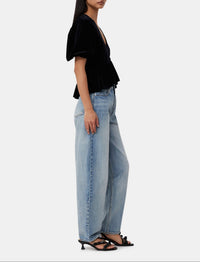 Blouse with short puffed sleeves - Black