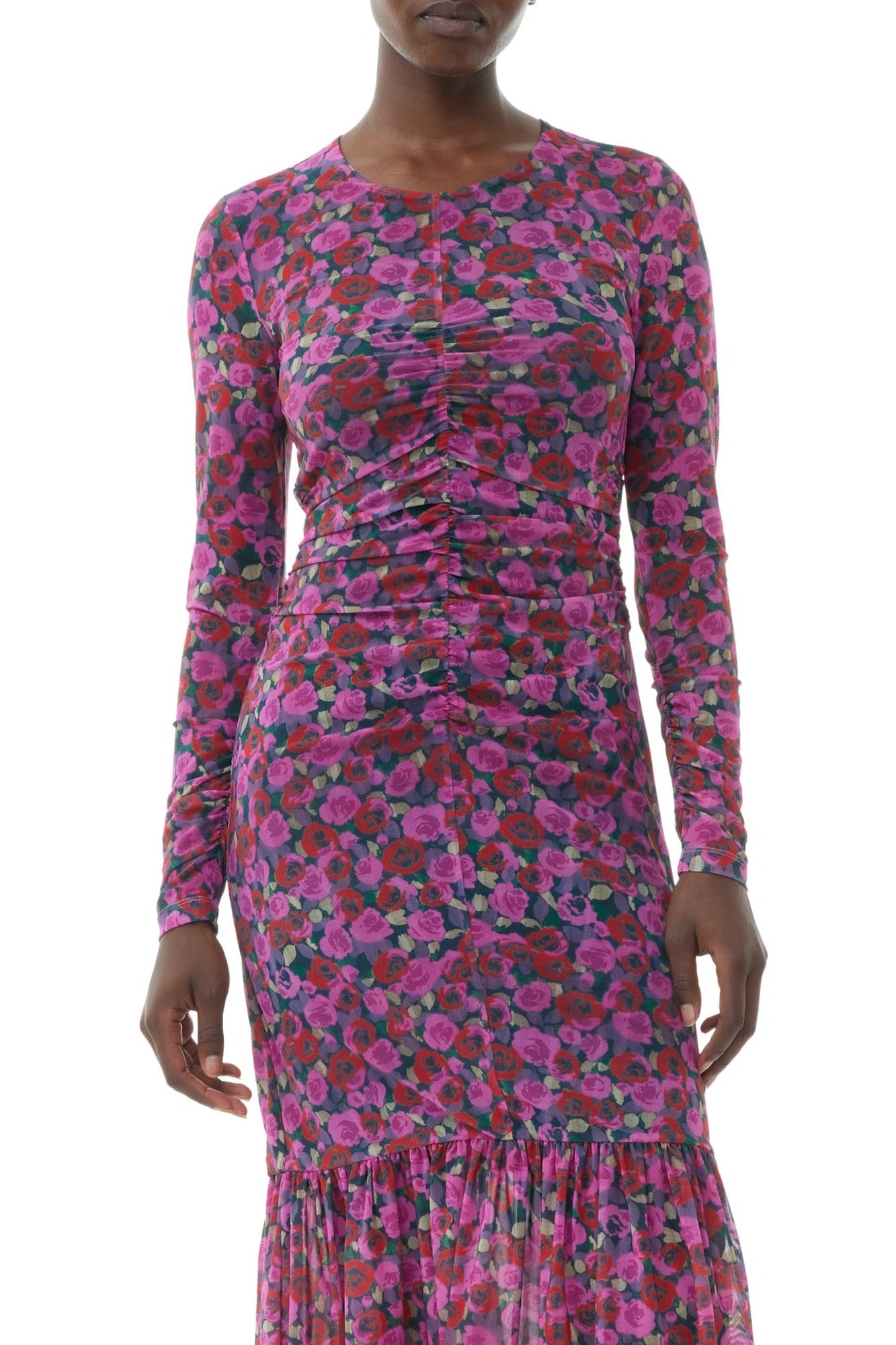 Robe midi à manches longues en maille - Fiji Flower