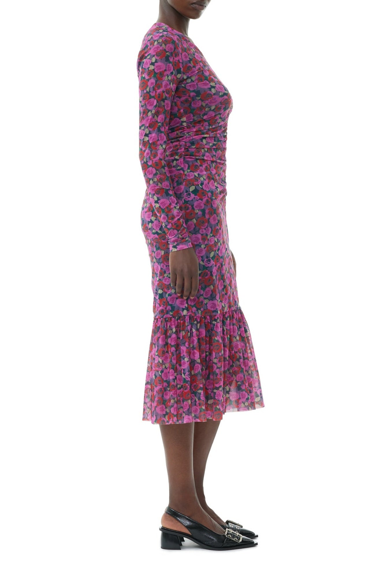 Robe midi à manches longues en maille - Fiji Flower