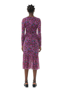 Robe midi à manches longues en maille - Fiji Flower