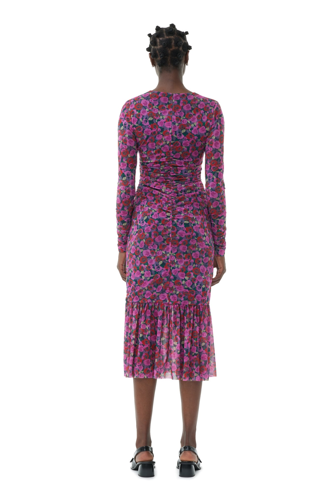 Robe midi à manches longues en maille - Fiji Flower