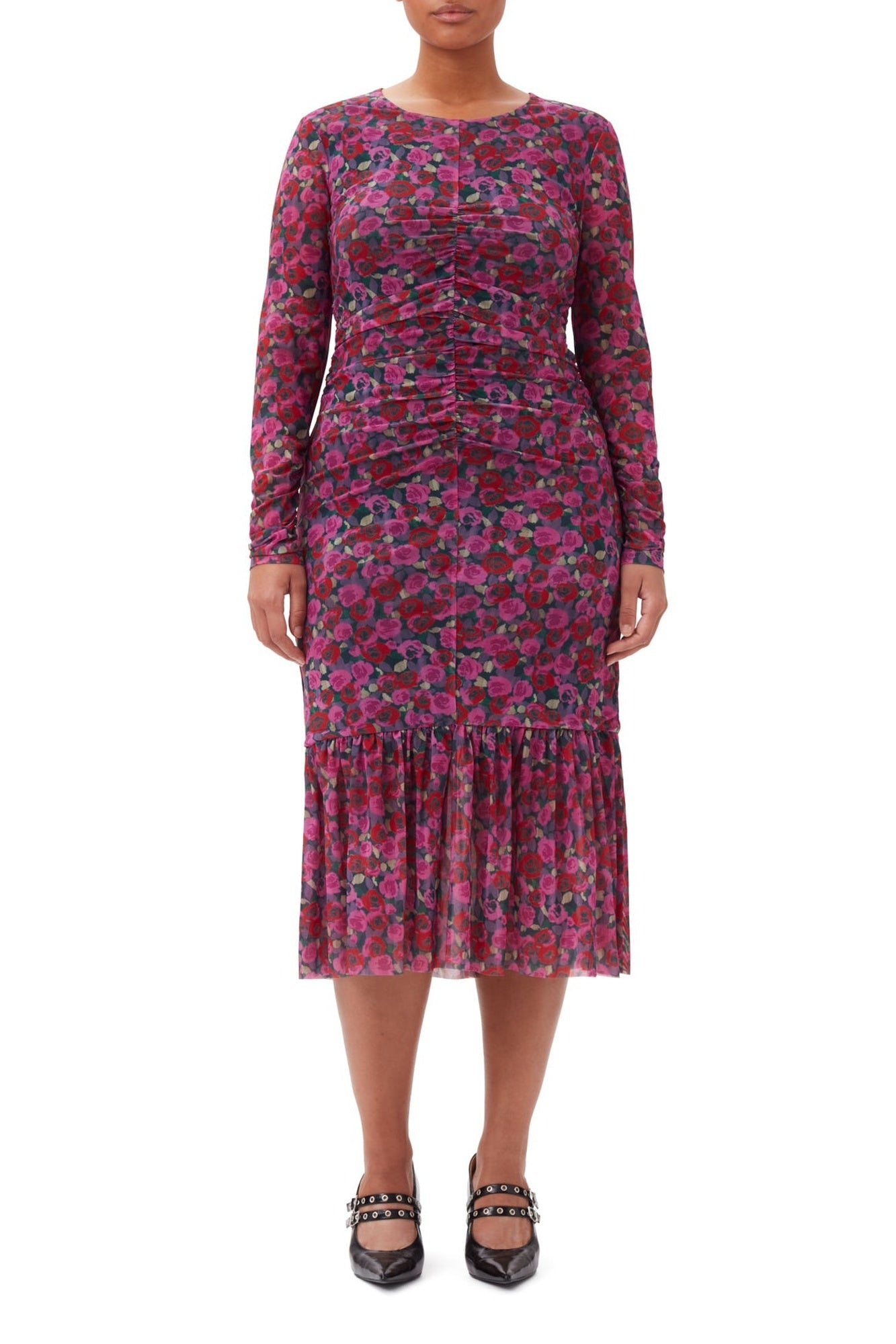 Robe midi à manches longues en maille - Fiji Flower