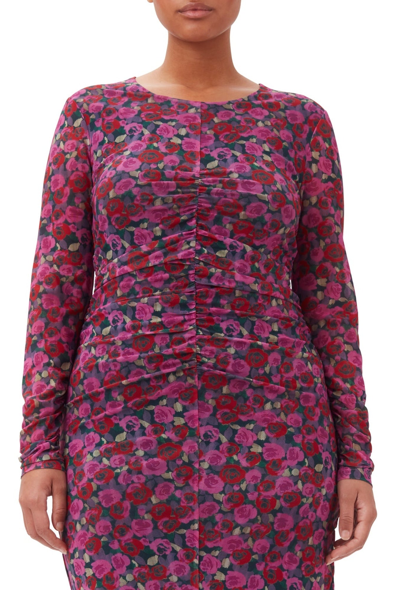Robe midi à manches longues en maille - Fiji Flower