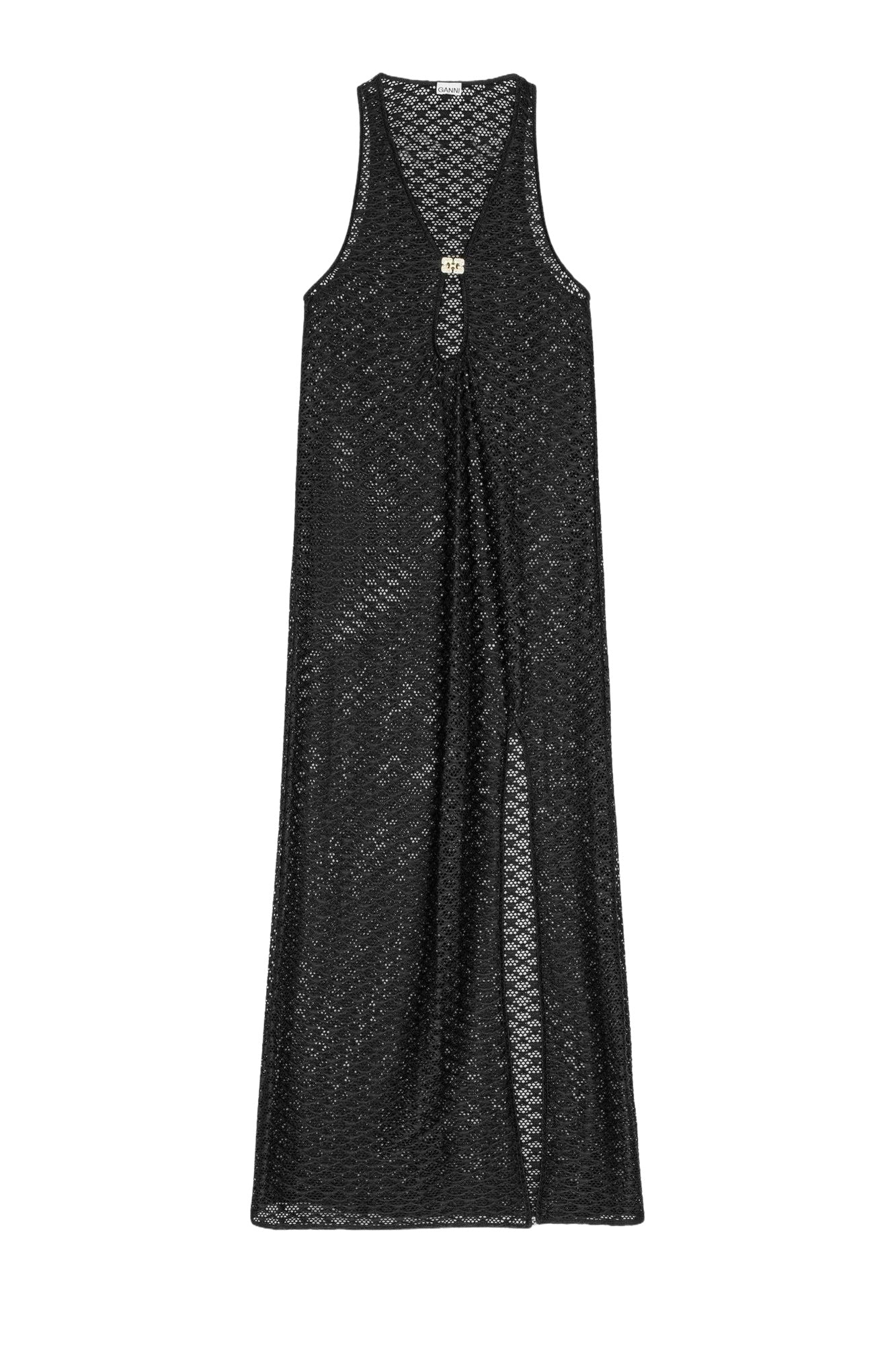 Robe Mesh Lace Long - Black
