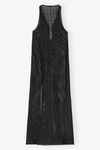 Robe Mesh Lace Long - Black