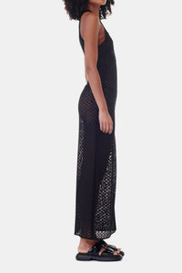 Robe Mesh Lace Long - Black