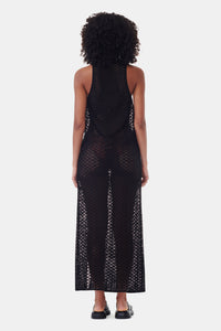 Robe Mesh Lace Long - Black