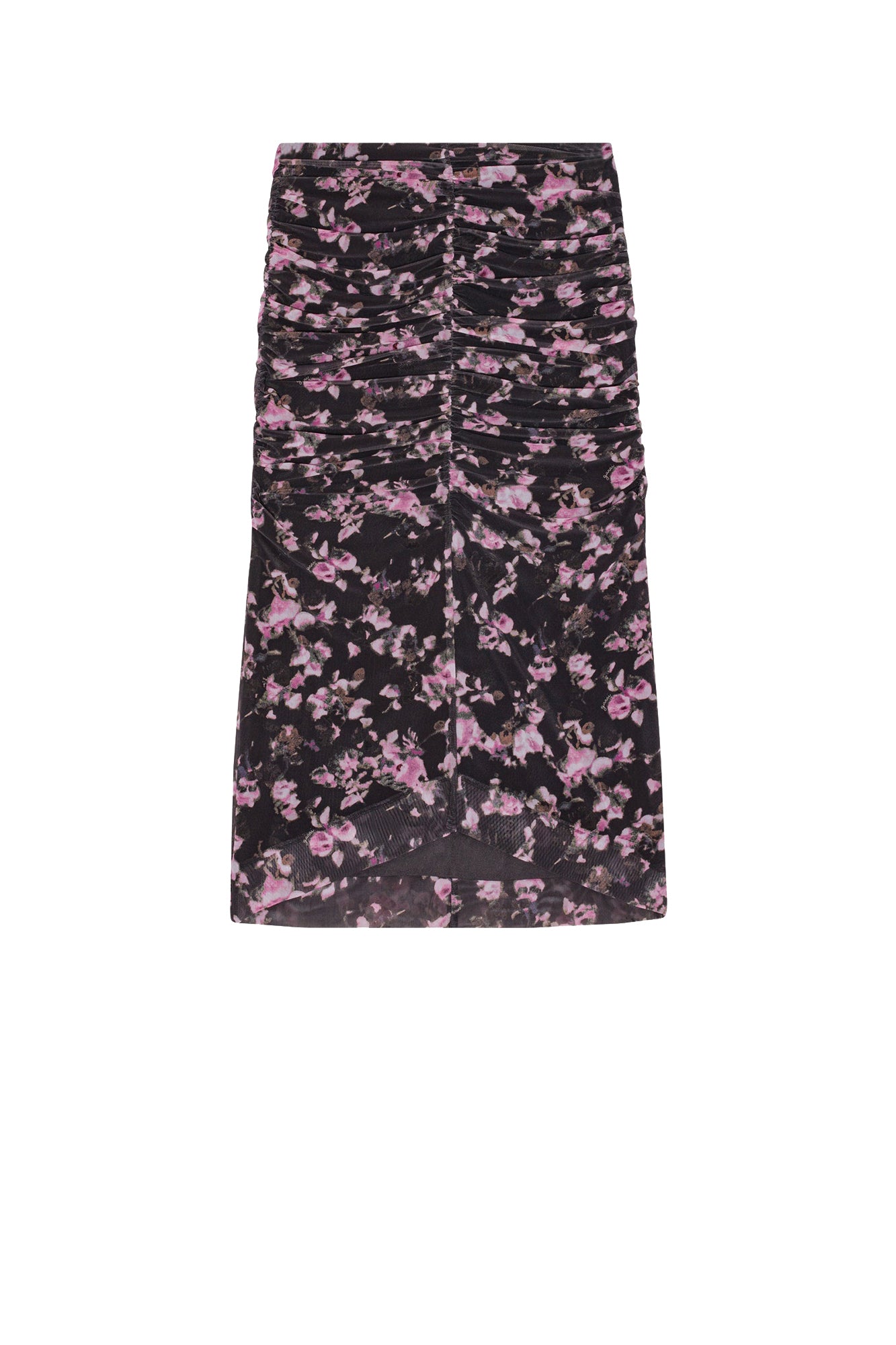 Jupe Midi froncée en mesh à imprimé floral - Phantom