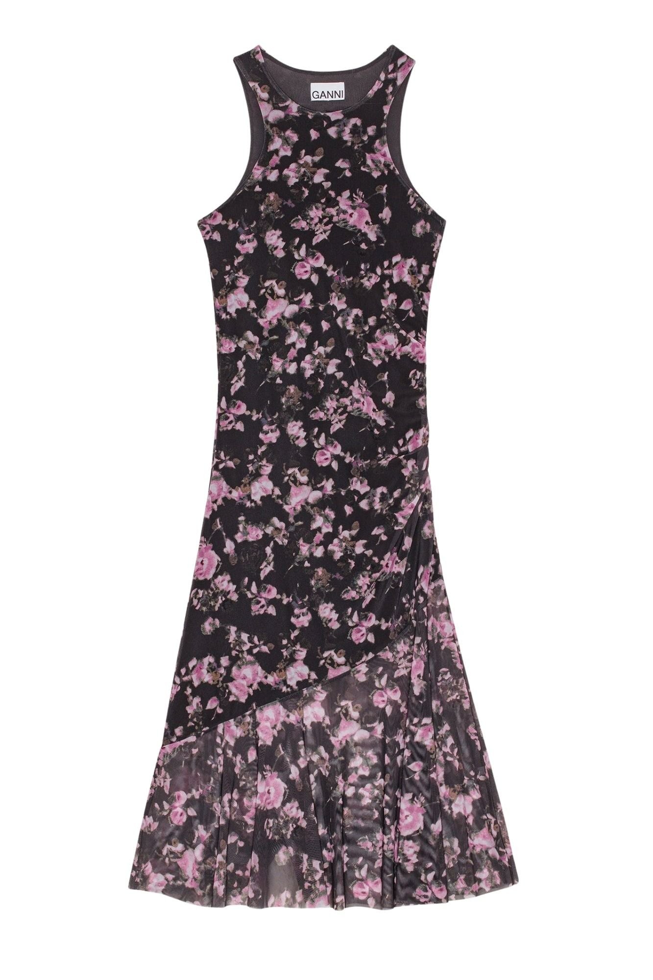 Robe Midi sans manches en mesh à imprimé floral - Phantom