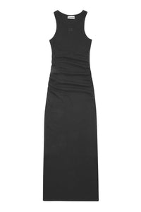 Robe longue à bretelles en coton côtelé - Black