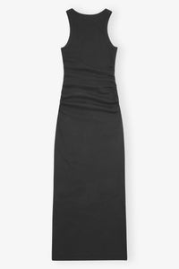 Robe longue à bretelles en coton côtelé - Black