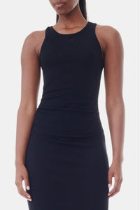 Robe longue à bretelles en coton côtelé - Black