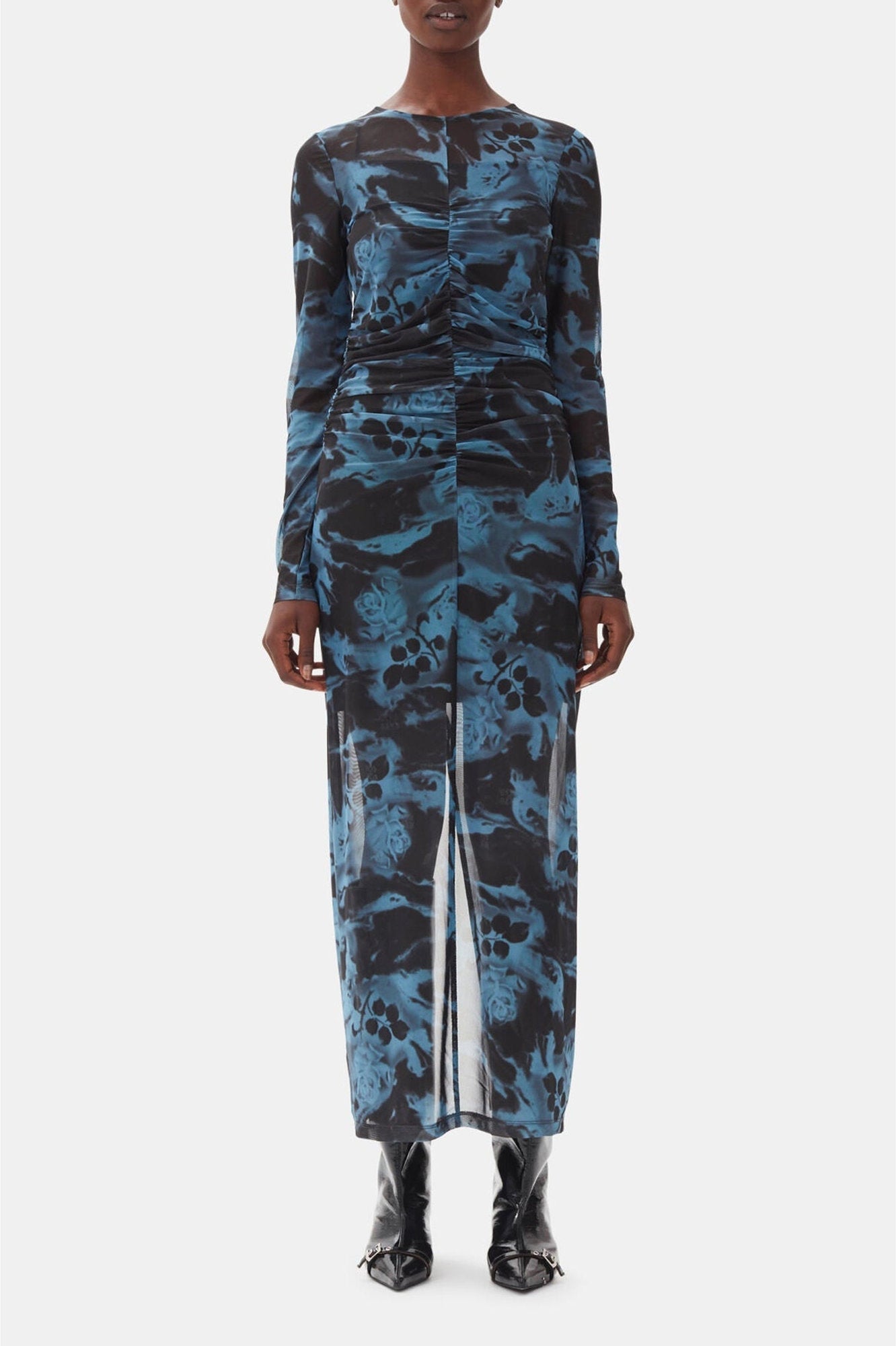 Robe longue à imprimé graphique - Blue Shadow